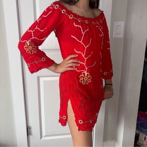 Poupete St Barth Red  Women's Dress 100% Viscose Size M